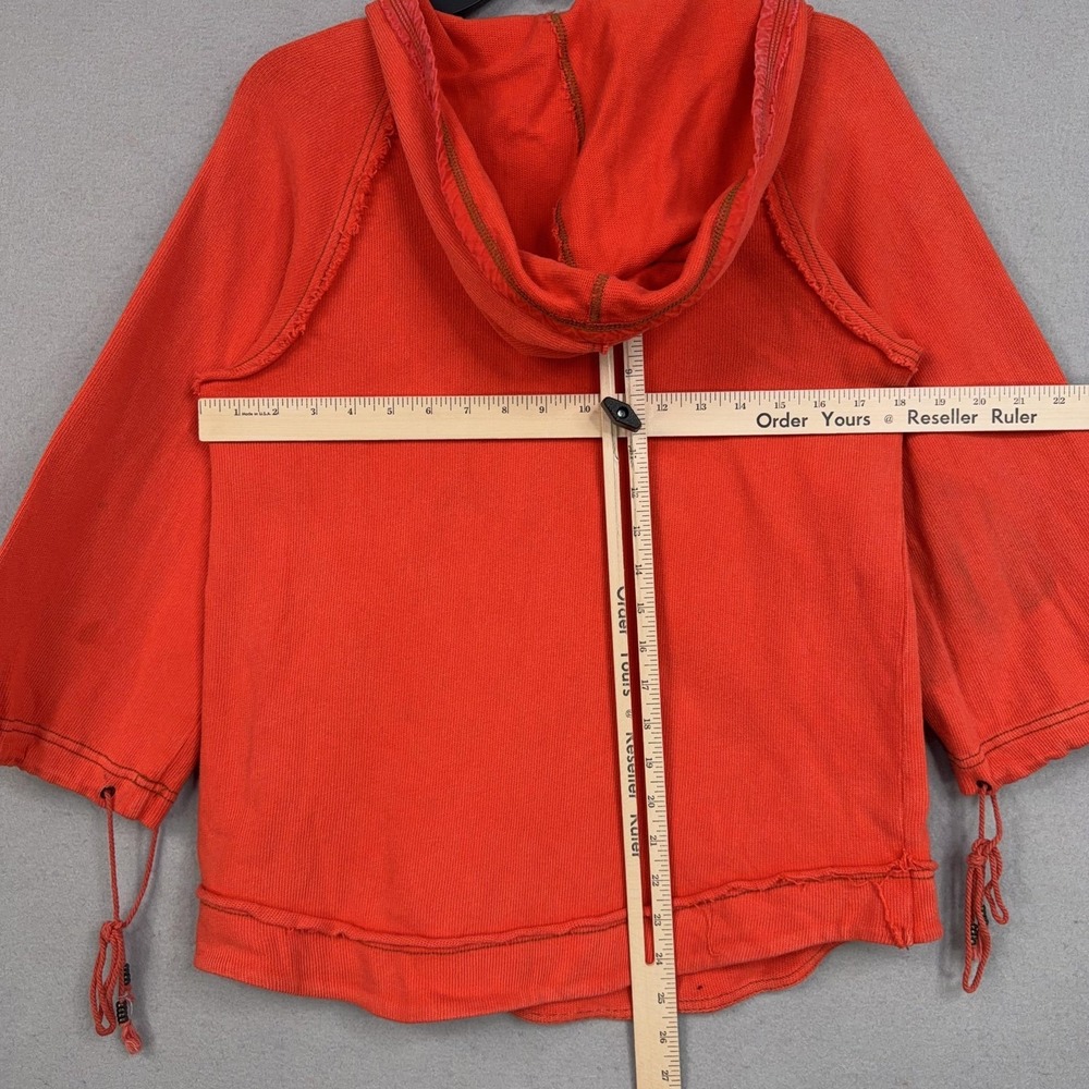 Free People Shirt Womens Large Orange Hooded Tunic Top Boho Distressed Grunge - Picture 13 of 16